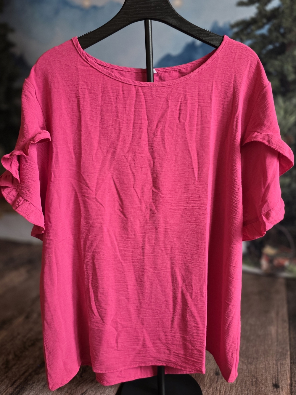Women’s Pink Ruffle Sleeve Top